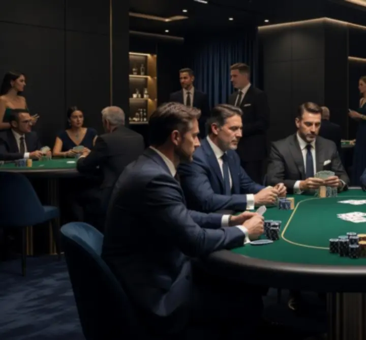 Elegancka przestrzeń eventowa z profesjonalnymi stołami pokerowymi w Widow Nia Circle