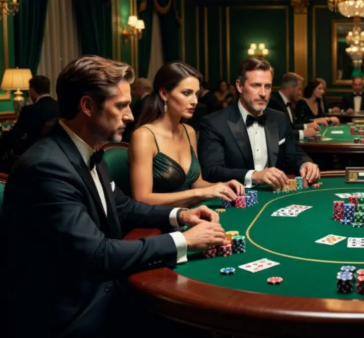 Profesjonalne stoły pokerowe przygotowane na wieczór turniejowy w eleganckiej sali